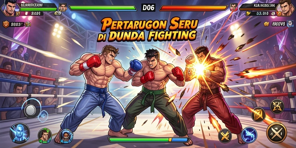 Tampilan intens gameplay D06 dengan karakter Fighting yang dinamis.