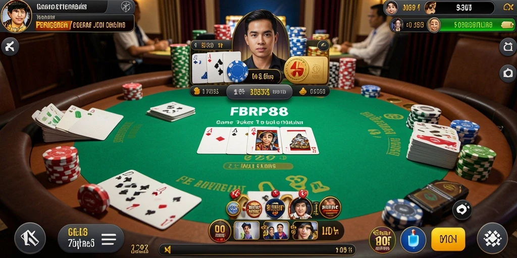 Tampilan gameplay seru dari FBRP88 yang menampilkan intensitas permainan Poker.