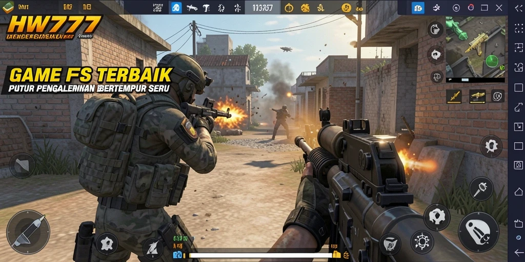 Tampilan gameplay seru dalam game FPS HW777 yang memukau.