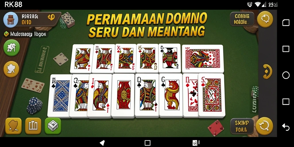 Screenshot menunjukkan permainan domino yang seru dengan grafis menarik.