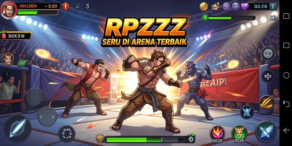 Screenshot gameplay RPZZZ menunjukkan aksi pertarungan intens.