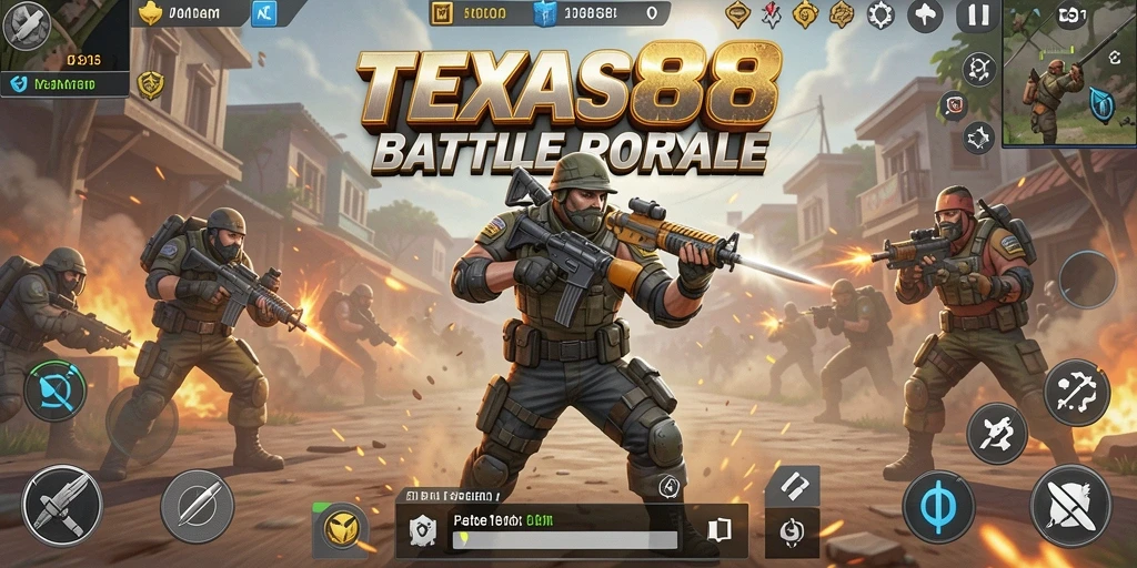 Tangkapan layar gameplay yang menunjukkan aksi seru dalam TEXAS88 Battle Royale.