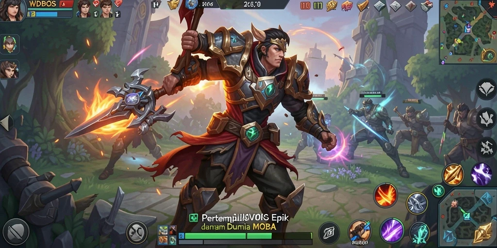 Screenshot WDBOS menampilkan aksi gameplay seru dalam pertempuran MOBA.